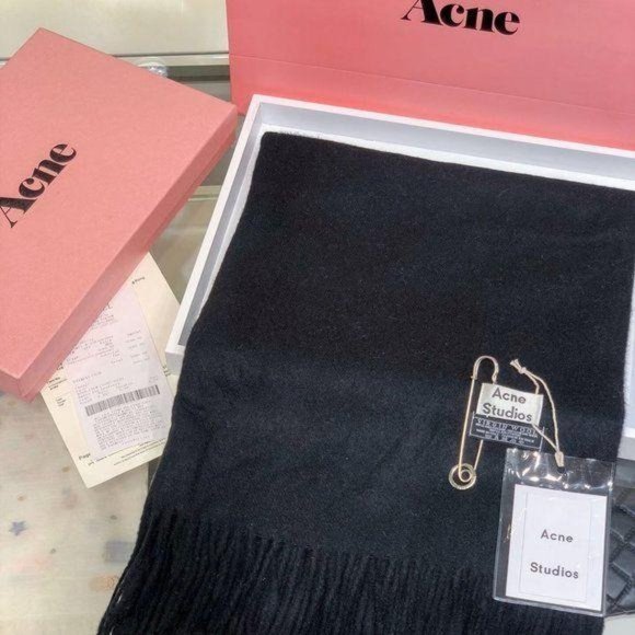 Acne studios black wool scarf